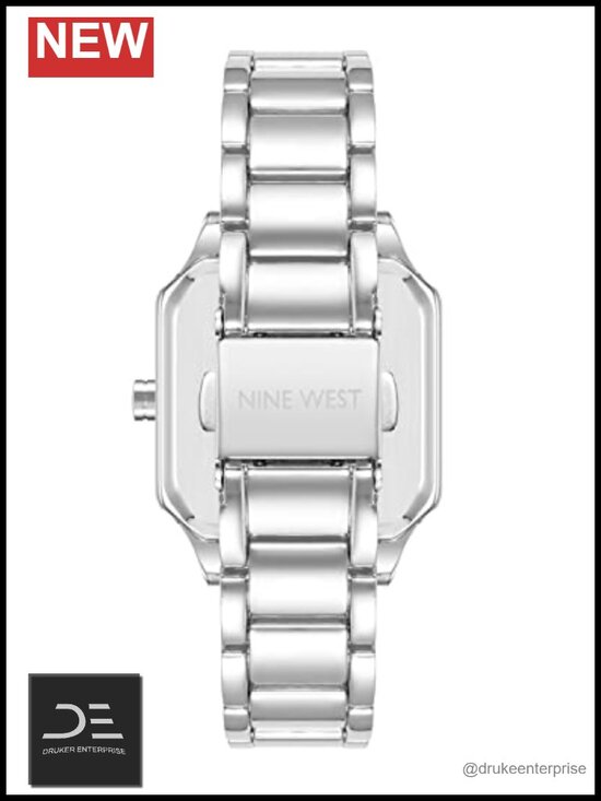 Silver-Tone Adjustable Link Bracelet Watch with Chronograph